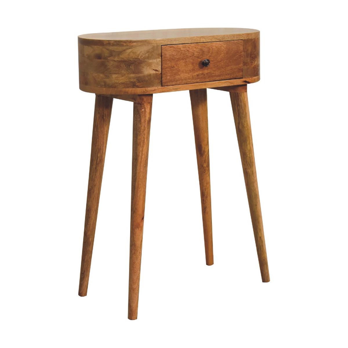 NACHTTISCH aus Massivholz, 1 Schublade, Nordische Beine, Beige - Messingfarben/Braun, Holz/Metall (60/78/30cm) - Artisan Furniture
