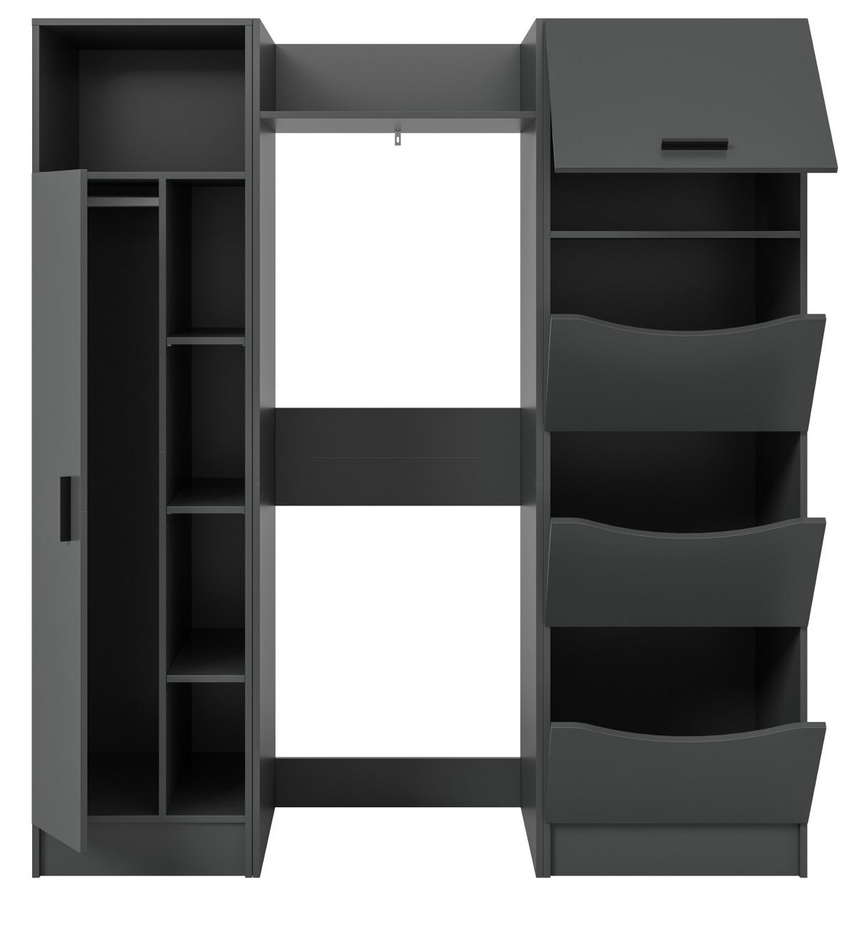 WASCHMASCHINENSCHRANK grau Set 3-teilig 176 x 196 cm, viel Stauraum - Schwarz/Grau, Holzwerkstoff/Kunststoff (176/196/68cm) - Inn.Furn