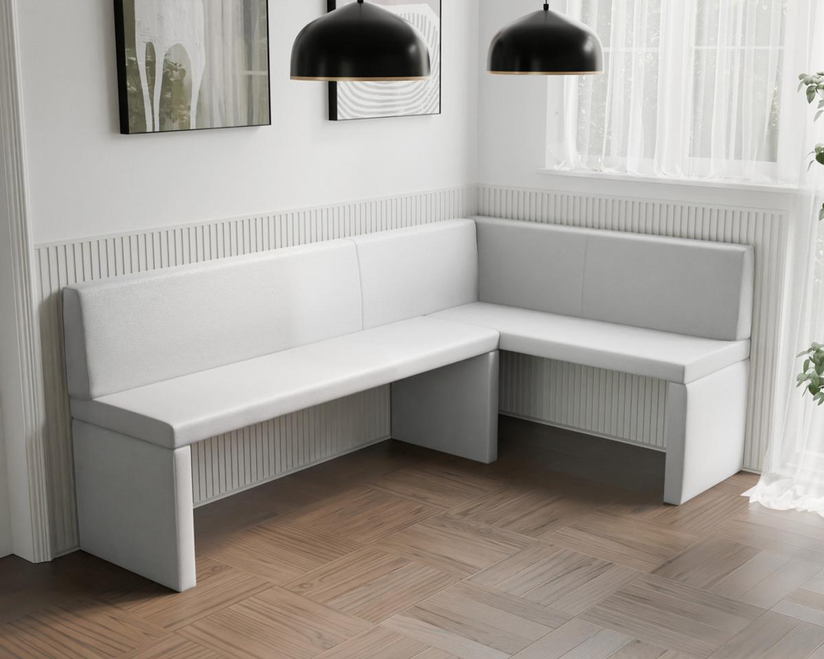 ECKBANK rechts OWEN Kunstleder, 142/196 cm Weiß - Weiß, Holz/Kunststoff (142/196cm) - Idohome