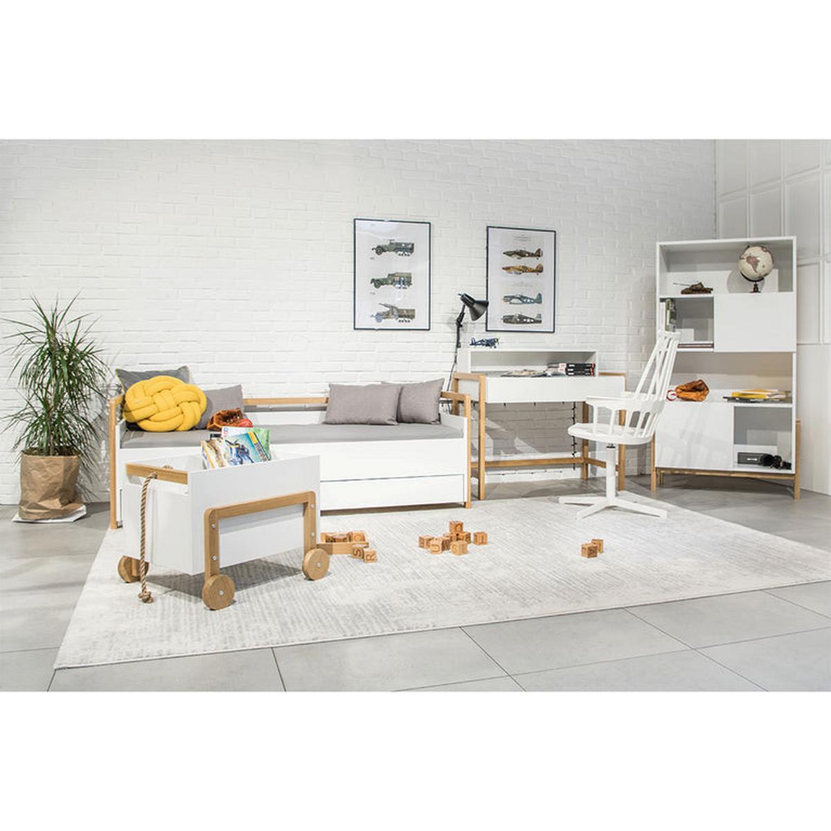 SCHREIBTISCH Weiß und Holz - Weiß, Holzwerkstoff (100/60/76cm) - Petits-meubles