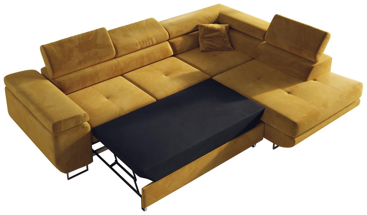 ECKSOFA GUSTAW L Gelb Velvet Rechts Seite - Gelb/Silberfarben, Textil/Metall (275/205cm) - MKS