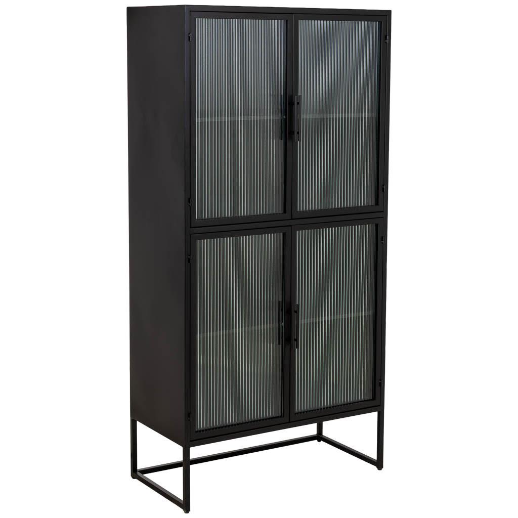 VITRINE aus Metall, schwarz, 80x39x161cm - Schwarz, Metall (80/161/38.5cm) - Wanderlust