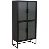 VITRINE aus Metall, schwarz, 80x39x161cm - Schwarz, Metall (80/161/38.5cm) - Wanderlust