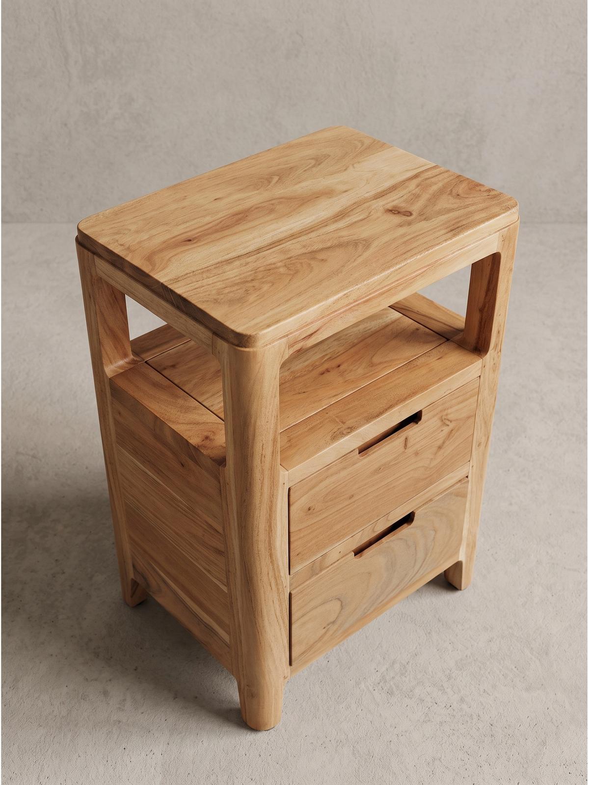 NACHTKONSOLE NALON, Akazie Massivholz, 40 x 30 x 60 cm - Braun/Akaziefarben, Akazienholz/Holz (40/60/30cm) - KADIMA DESIGN