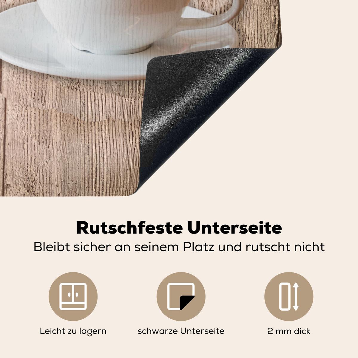 HERDABDECKPLATTE Bistro Parisien - Café - Kaffee - Jahrgang Herdabdeckung Induktionsfeld 75x52 cm - Cappuccino, Kunststoff (75/52/0.2cm) - MuchoWow
