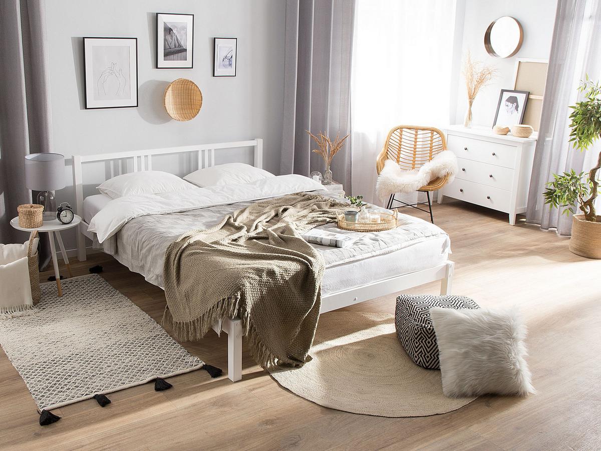 BETT mit Lattenrost 140x200 cm Weiß Vannes - Weiß, Holz (140/200cm) - Beliani