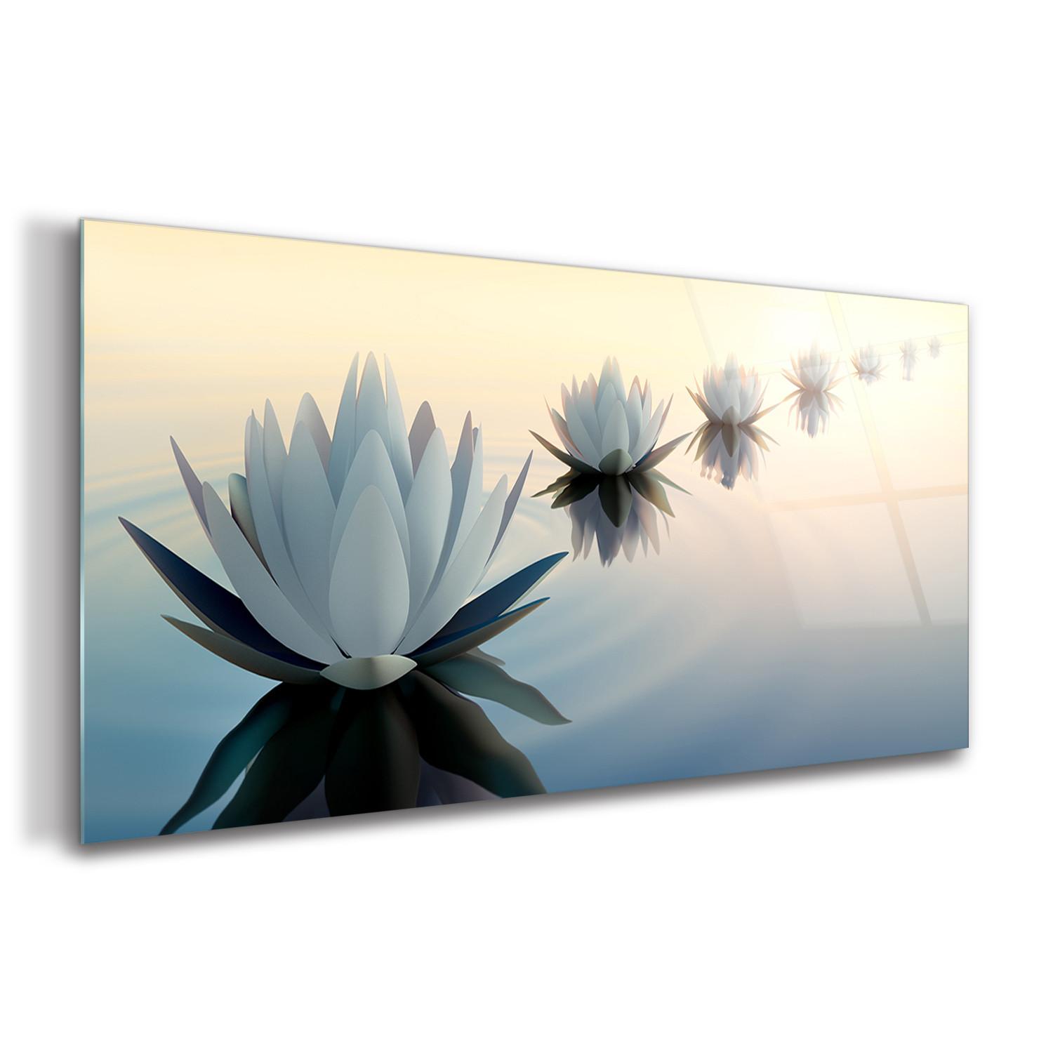GLASBILD 140x70 cm Lotosblume - Schwarz, Glas (140/70cm) - TULUP