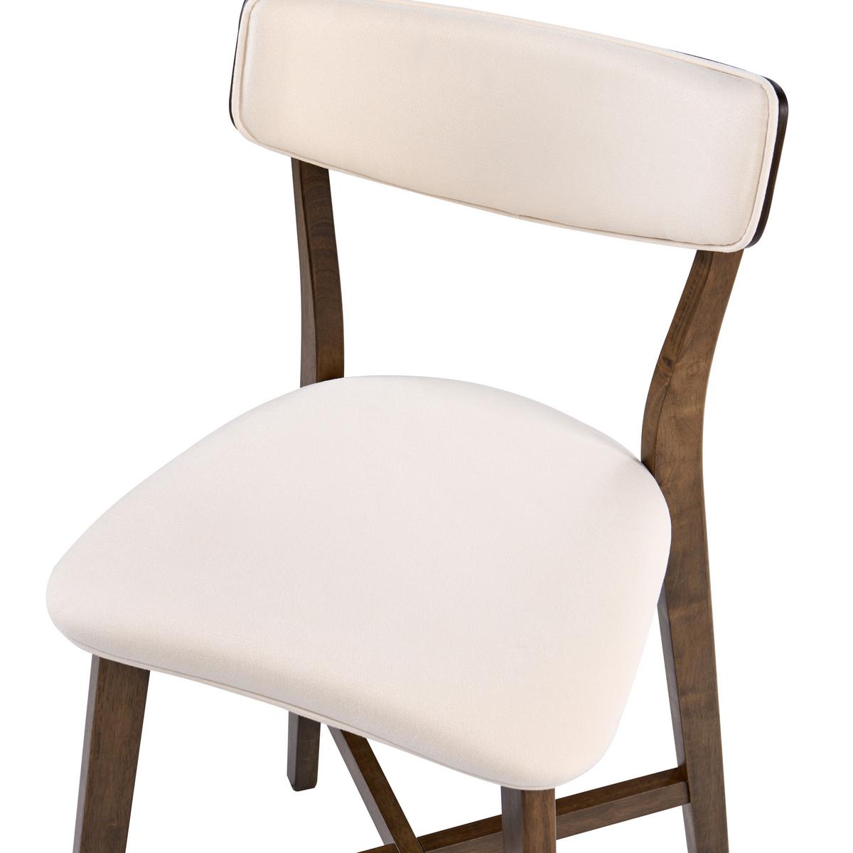 BARSTUHL 2er-Set Holz Cremeweiß/Braun Yuma - Weiß, Holz (50/93/54cm) - Beliani