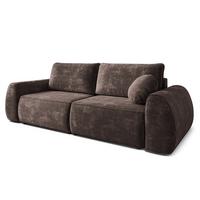 BETTSOFA ZEFEO Braun Chenille-Stoff mit Schlaffunktion - Braun, Textil (264/96/106cm) - MASSENO