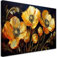 WANDBILD feldmohn goldene blüten - Goldfarben, Textil (60/40cm) - Feeby