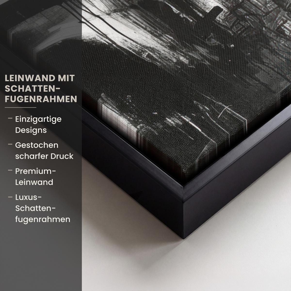 LEINWAND Bilder mit Rahmen - Malerei - Figuren - Schwarz - Abstrakt - 70x50 - Schwarz, Textil (70/50cm) - MuchoWow