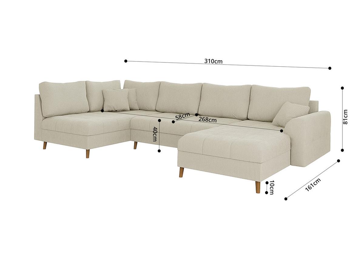 WOHNLANDSCHAFT Alma Beige Cord - Ottomane rechts - Beige/Braun, Holz/Textil (310/81/161cm) - S-Style Möbel