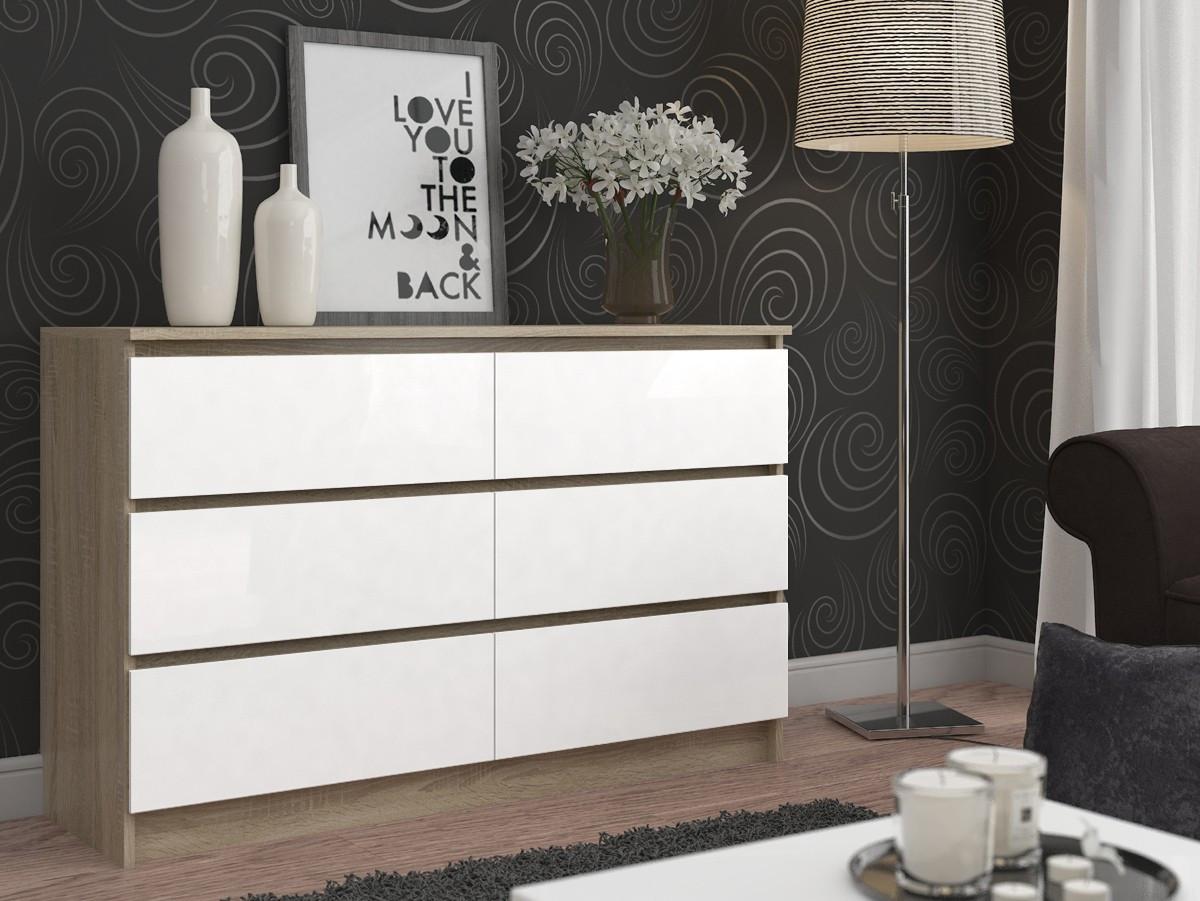 KOMMODE Eiche Sonoma, Weiß 77/160/40 - Weiß, Holzwerkstoff (160/77/40cm) - RAUMHIRSCH FURNITURE