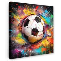 LEINWANDBILD Fußball - Farbe - Farben - Schwarz - Weiß Deko Wohnzimmer 20x20 cm - Weiß, Textil (20/20cm) - MuchoWow