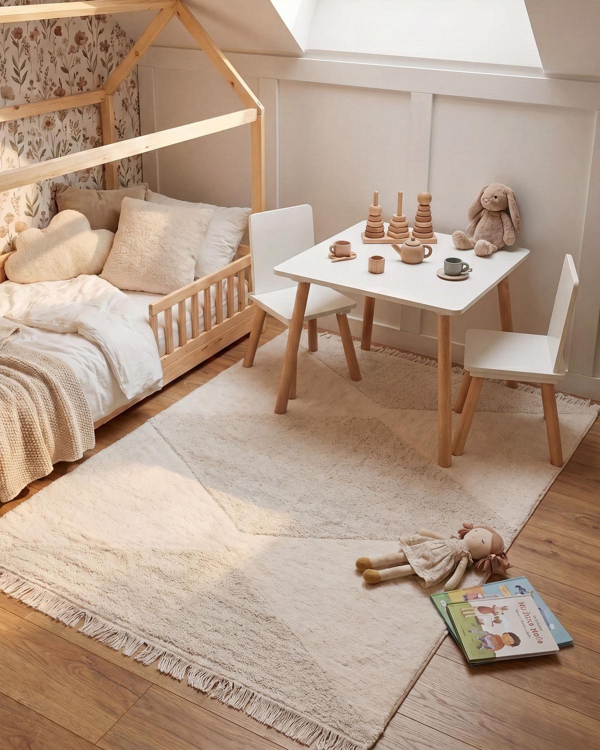 KINDERTEPPICH Hellbeige 140/200 cm Baumwolle Khonoma - Beige, Textil (140/200cm) - Beliani