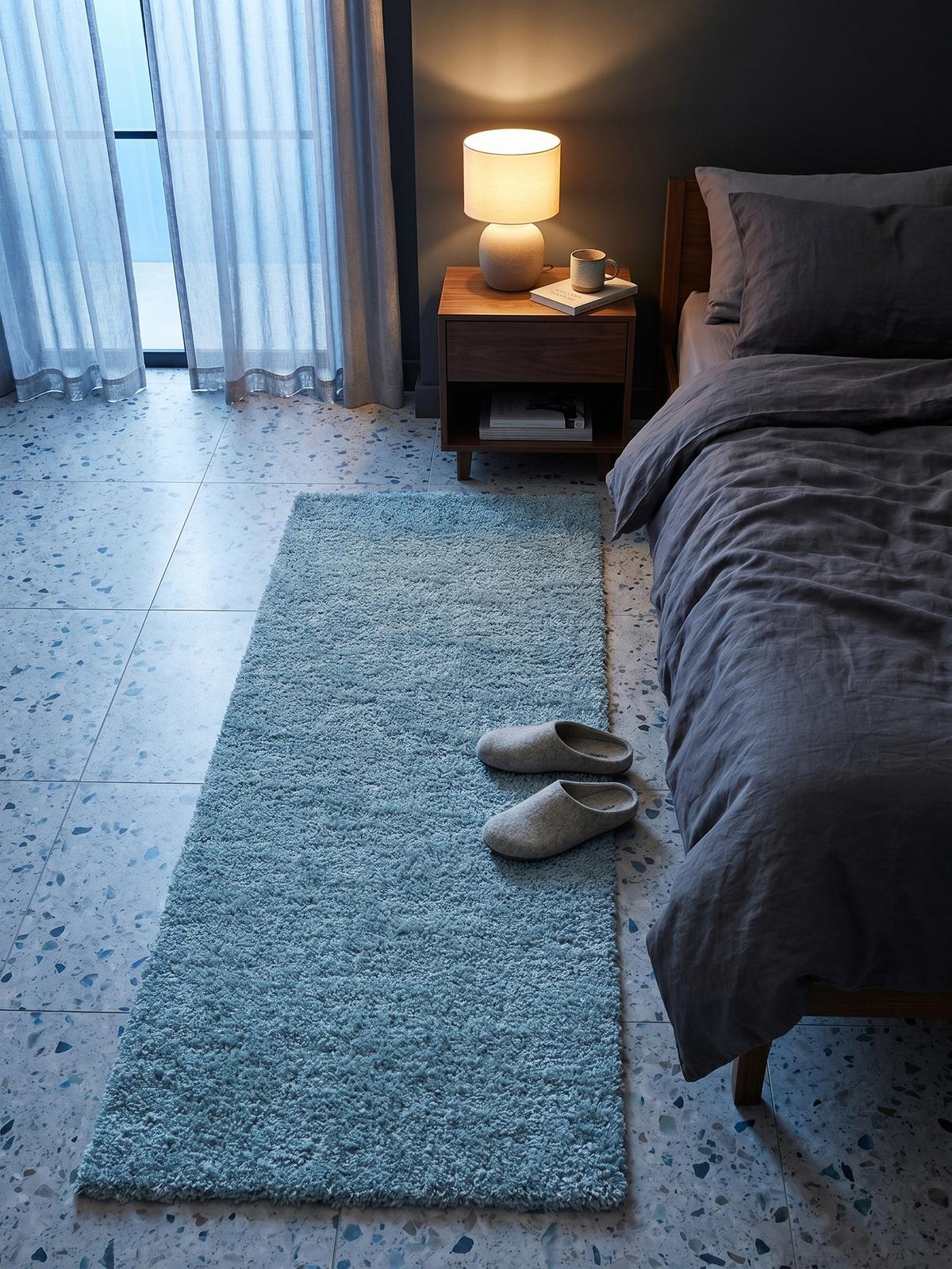HOCHFLORTEPPICH SALZACH, einfarbig, Blau, 80 x 250 cm - Blau, Textil (250/80cm) - KADIMA DESIGN
