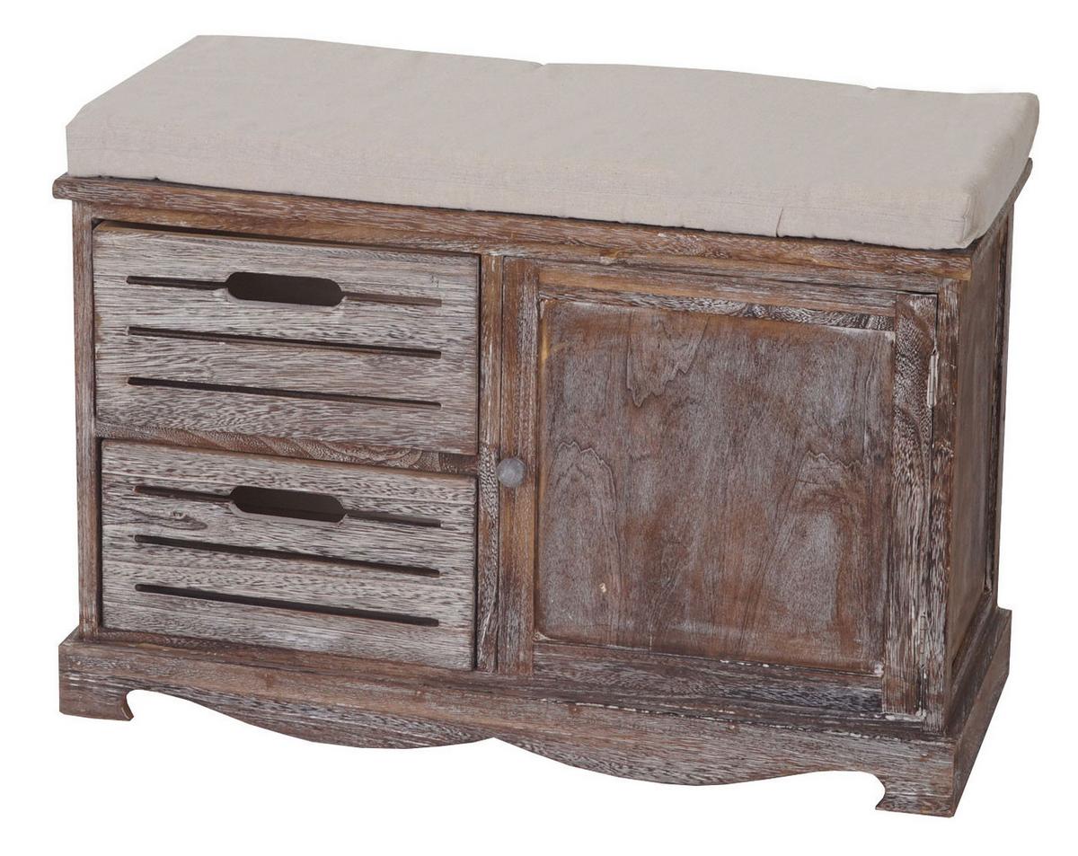 SITZBANK SHABBY-LOOK Braun, Cremeweiß - Creme/Braun, Holz (71/49/32cm) - MCW