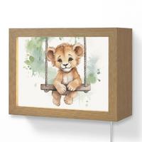 WANDLEUCHTE Löwe - Tier - Kinder - Dschungel 20x15 cm - Weiß, Holzwerkstoff (20/15/8cm) - OnlyWow