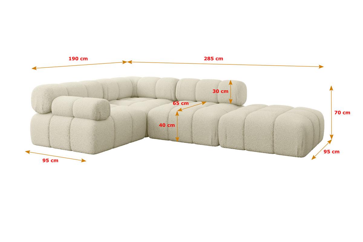 ECKSOFA modulares Sofa Felto-L1 - 285x190x70 cm Beige Bouclé - Beige, Holzwerkstoff/Textil (285/190cm) - ALTDECOR