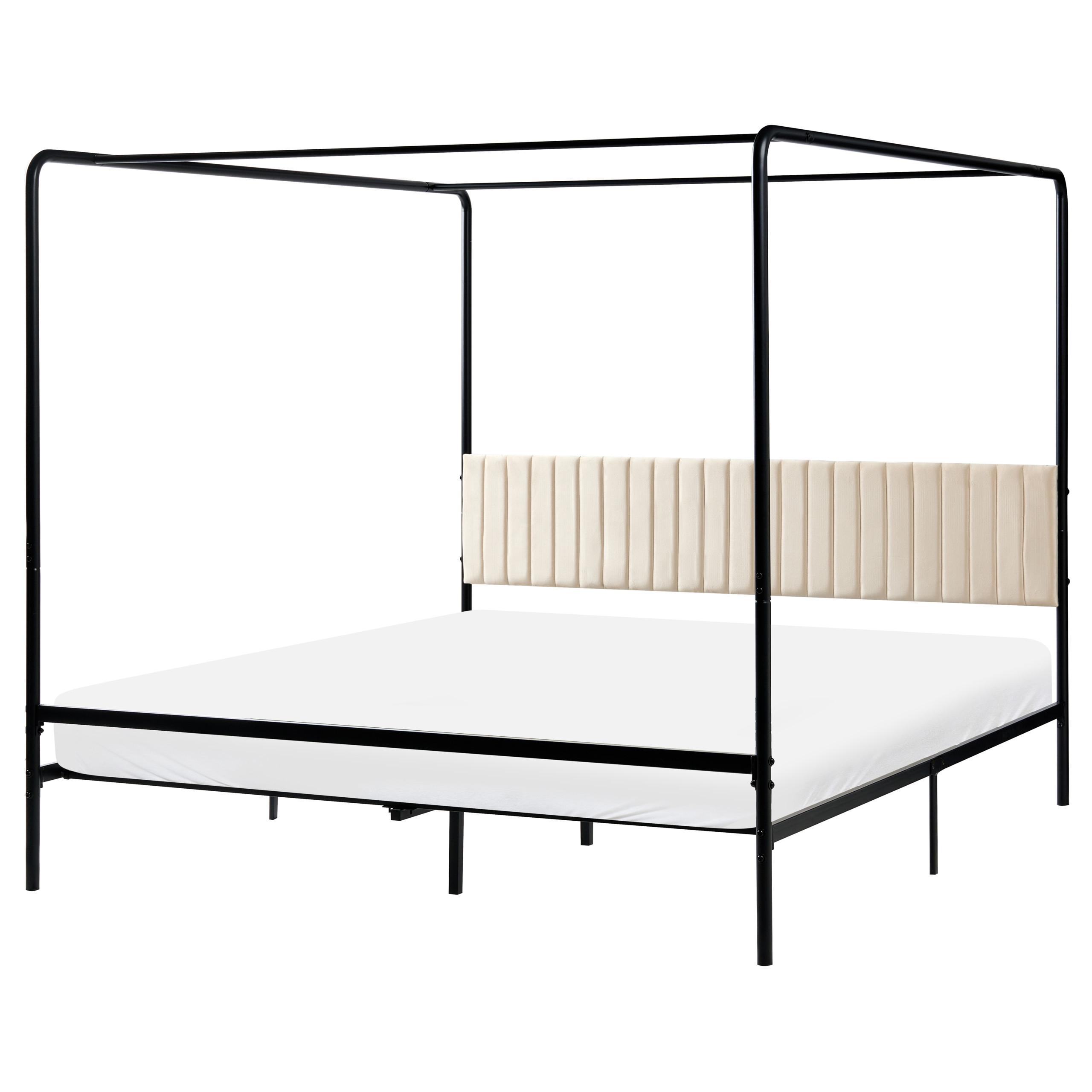 HIMMELBETT Metall 180/200 cm Schwarz Mirabeau - Beige/Schwarz, Metall (180/200cm) - Beliani