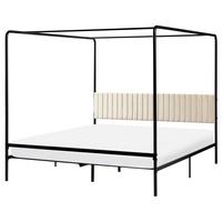 HIMMELBETT Metall 180/200 cm Schwarz Mirabeau - Beige/Schwarz, Metall (180/200cm) - Beliani
