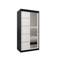 SCHWEBETÜRENSCHRANK 200/100/62 2-türig - Silberfarben/Schwarz, Holz/Kunststoff (100/200/62cm) - MÖBEL KRYSPOL