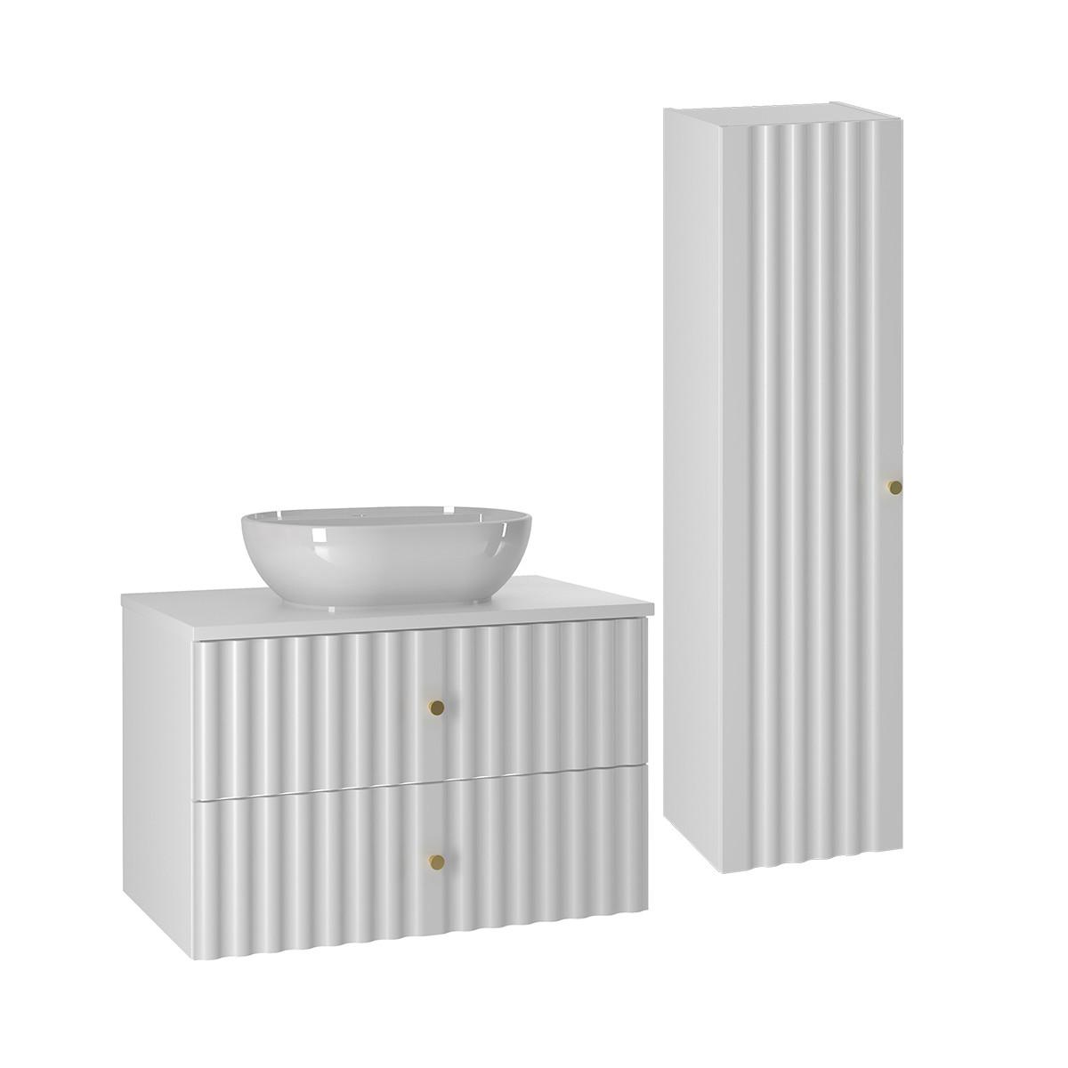 BADMÖBEL 80.6cm Izae 2er-Set Weiß - Weiß, Holzwerkstoff (80.6/52.2/46.5cm) - Petits-meubles