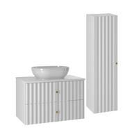 BADMÖBEL 80.6cm Izae 2er-Set Weiß - Weiß, Holzwerkstoff (80.6/52.2/46.5cm) - Petits-meubles