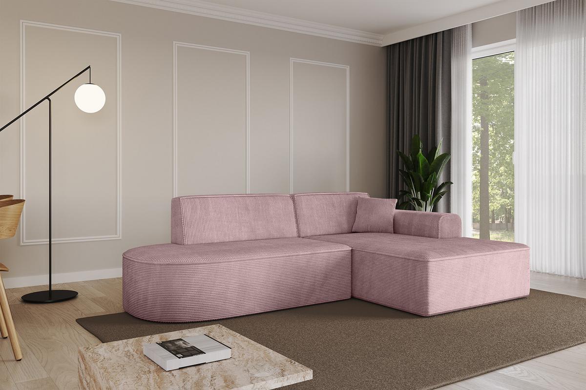 ECKSOFA Ottomane Rechts IREA-L1-v3 - 232x165x77 cm Rosa - Rosa, Holzwerkstoff/Textil (232/165cm) - ALTDECOR