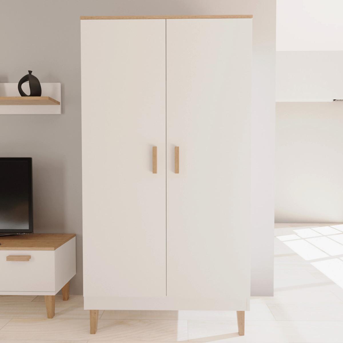 SCHRANK 2 Türen Denver Weiß - Weiß, Holzwerkstoff (100/184/55cm) - Petits-meubles