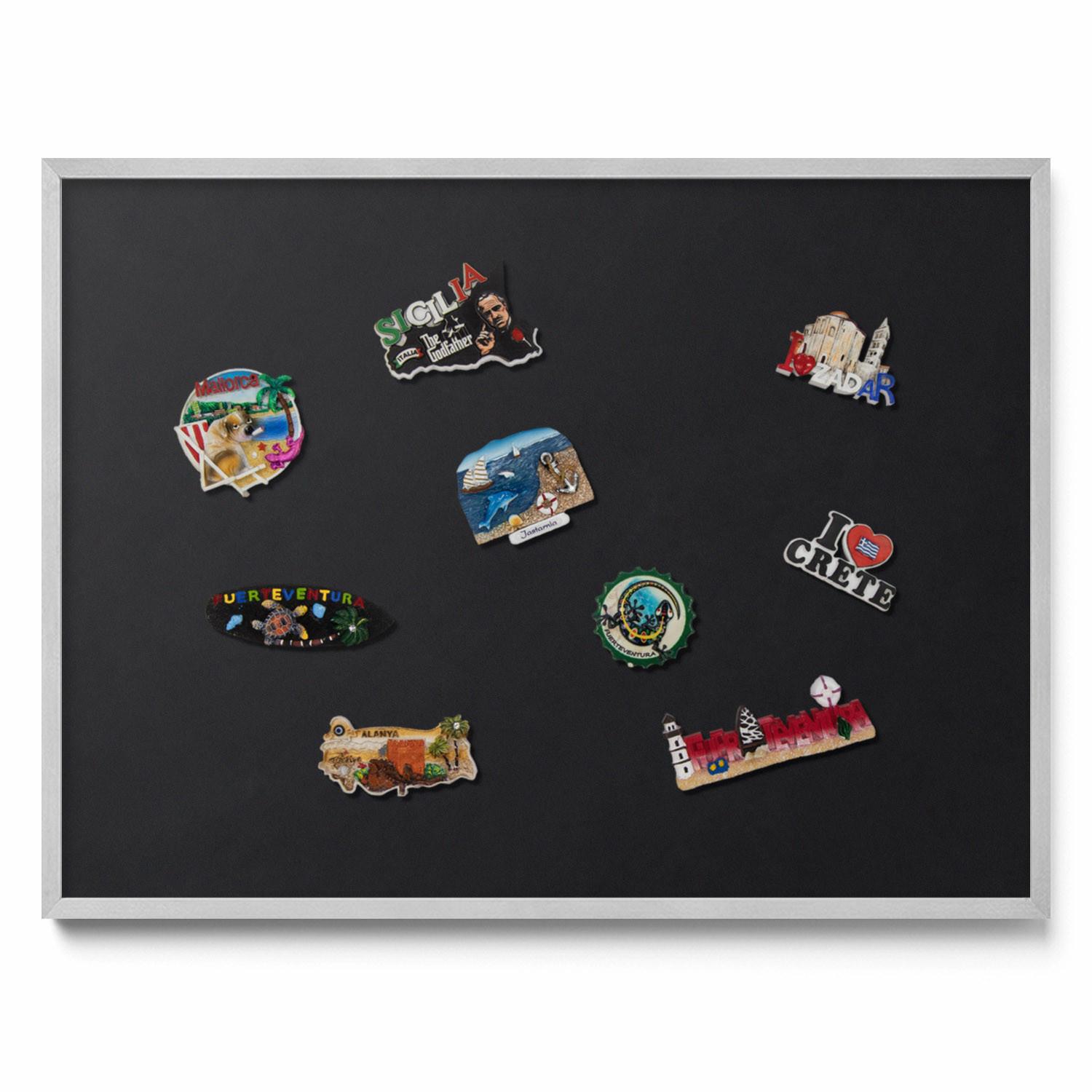 MAGNETTAFEL 80x60 cm Silberner Rahmen Farbe Schwarz - Bronzefarben, Metall (80/60/0.4cm) - TULUP