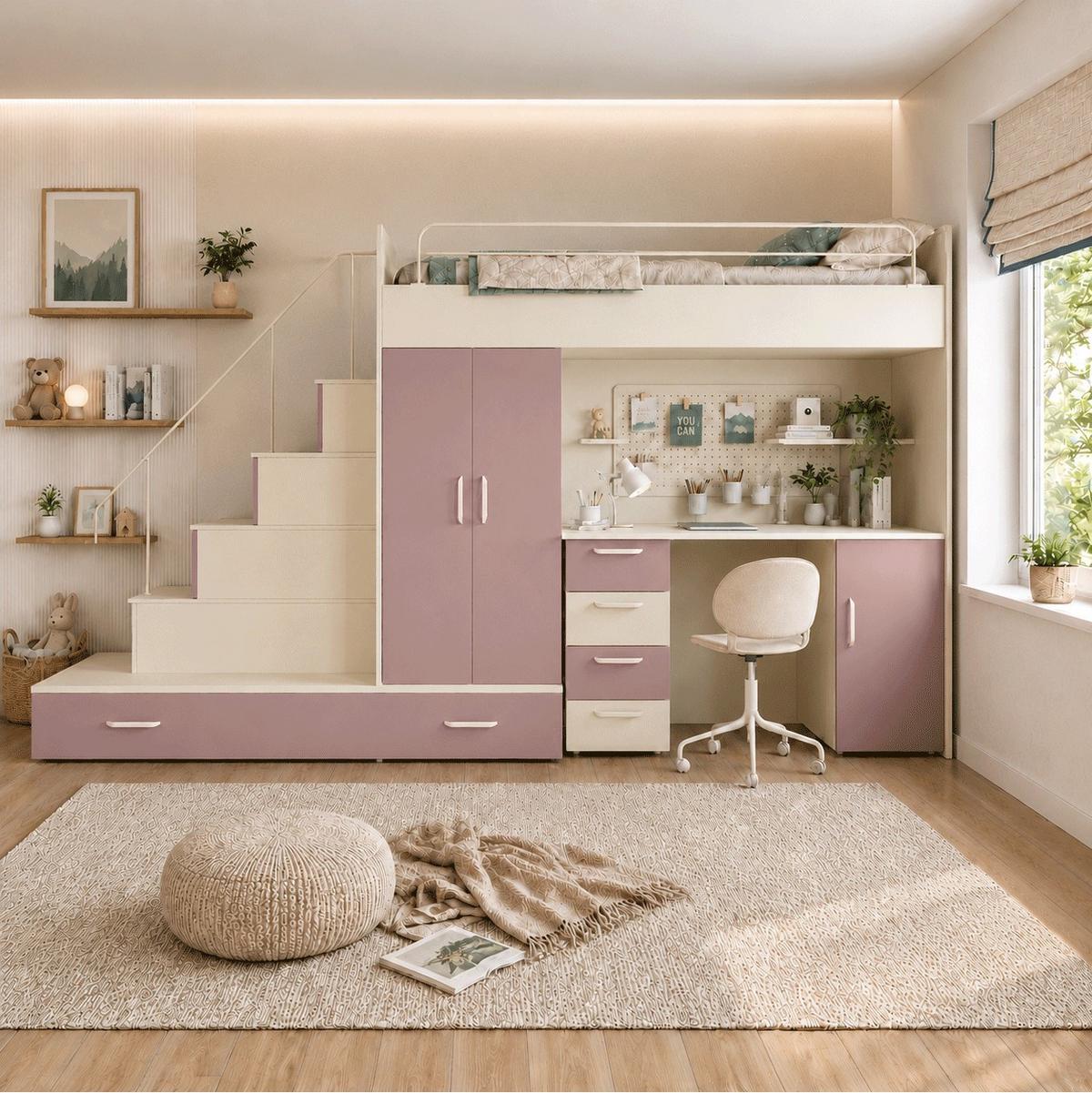 KASCHMIR Kinderset RAJ 5 MAT - Kaschmir/Altrosa, Holzwerkstoff (320/180/86cm) - Lookway