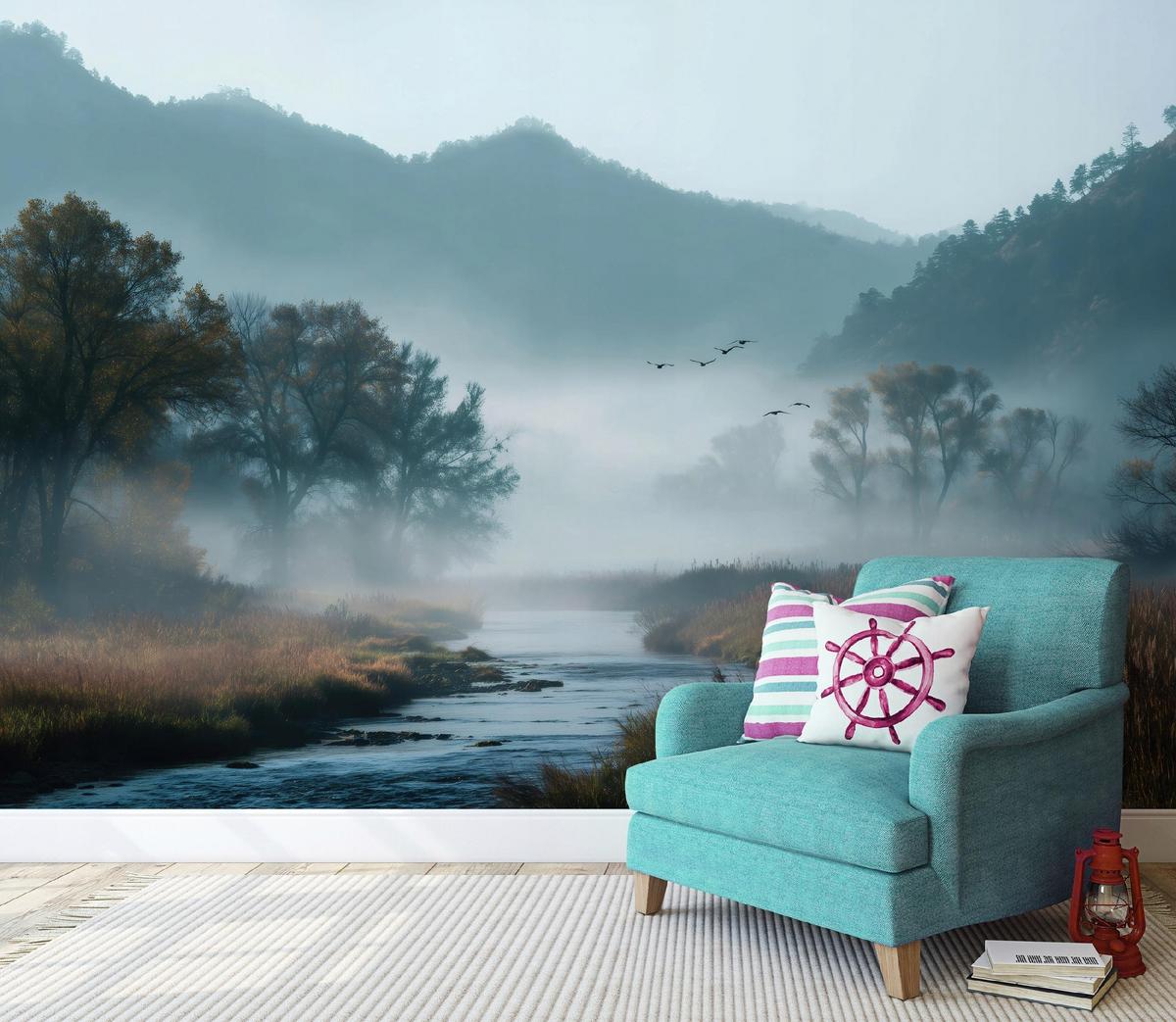 FOTOTAPETE Wald See Blau 150x105 cm - Multicolor, Papier (150/105cm) - Wallarena