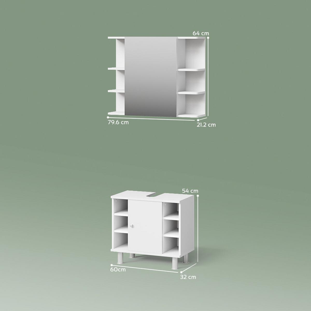 BADMÖBEL-SET Fucino Weiß 2 Teile - Weiß, Holzwerkstoff (60/54/32cm) - Livinity®