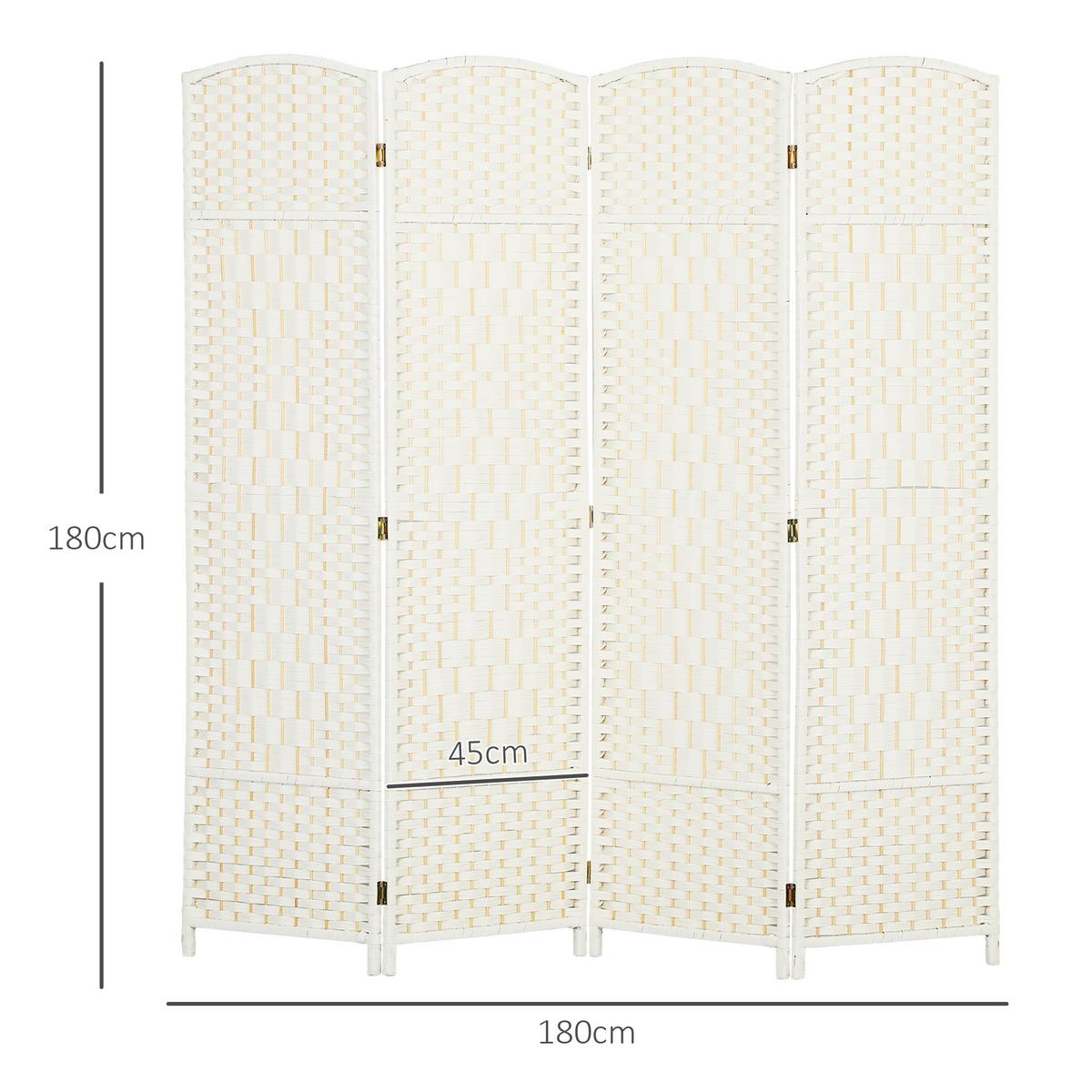 PARAVENT faltbar Weiß 180/180 cm - Weiß, Holz (1.7/180cm) - HOMCOM