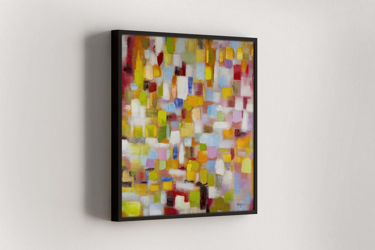 ACRYLBILD HANDGEMALT 80/80 cm - Gelb/Multicolor, Holz/Textil (80/80cm) - KUNSTLOFT