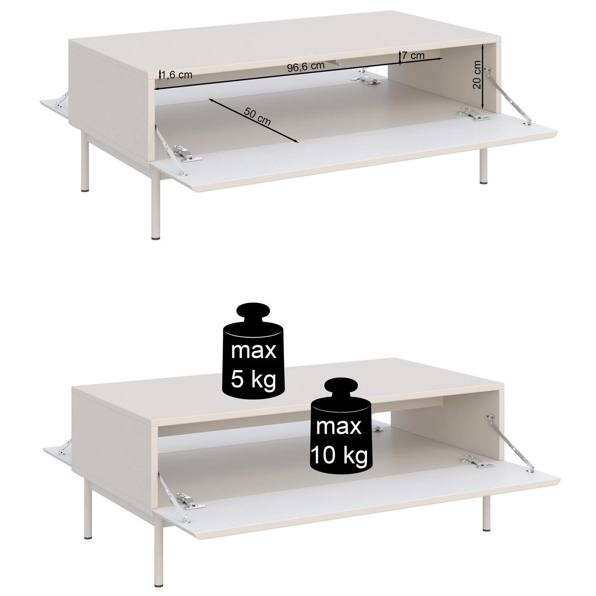 COUCHTISCH Olio kaschmir 100/53 cm - Taupe/Beige, Holzwerkstoff/Metall (53.2/100/40.2cm) - Selsey