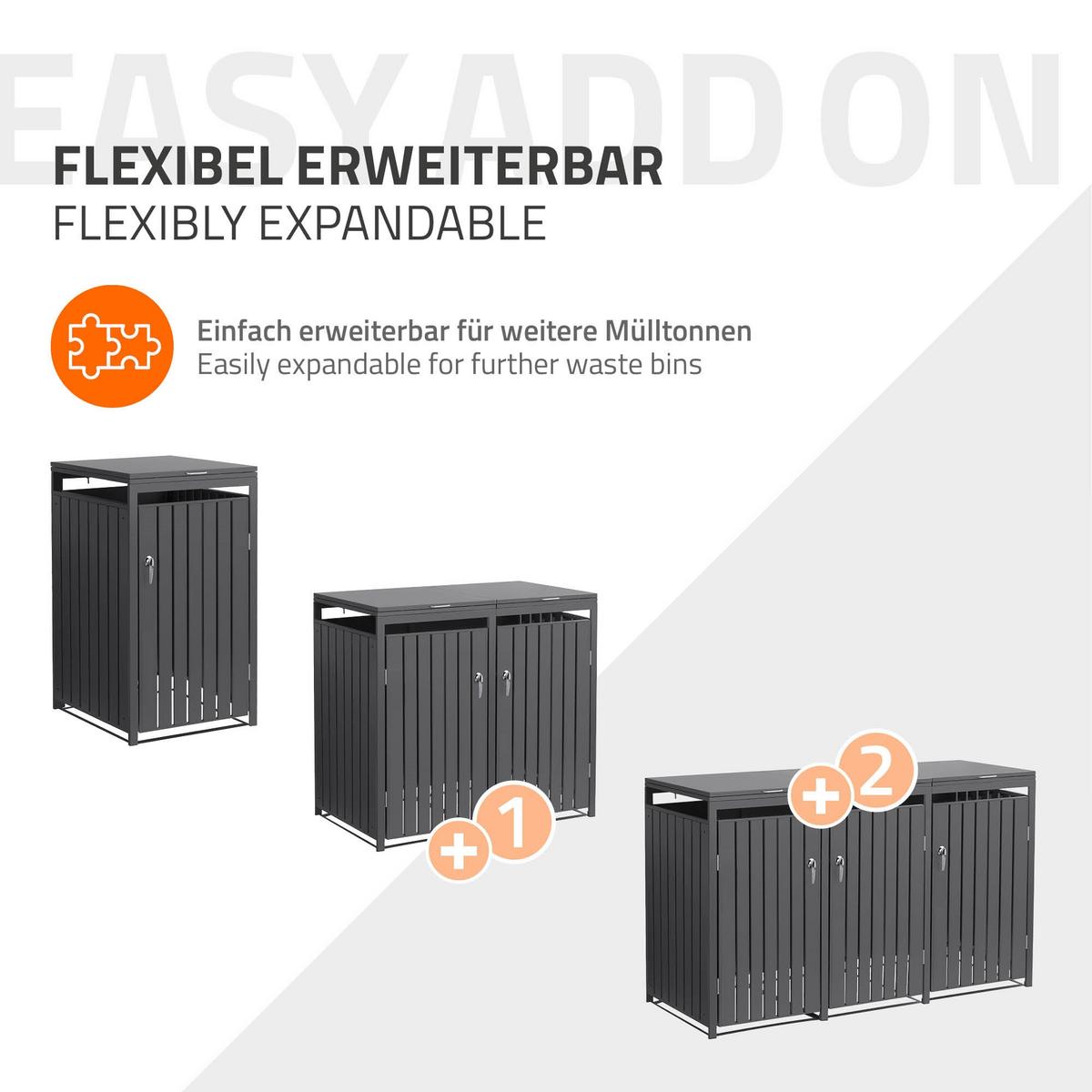 MÜLLTONNENBOX 1er Anthrazit - Anthrazit, Metall (68/120/80cm) - ML-DESIGN
