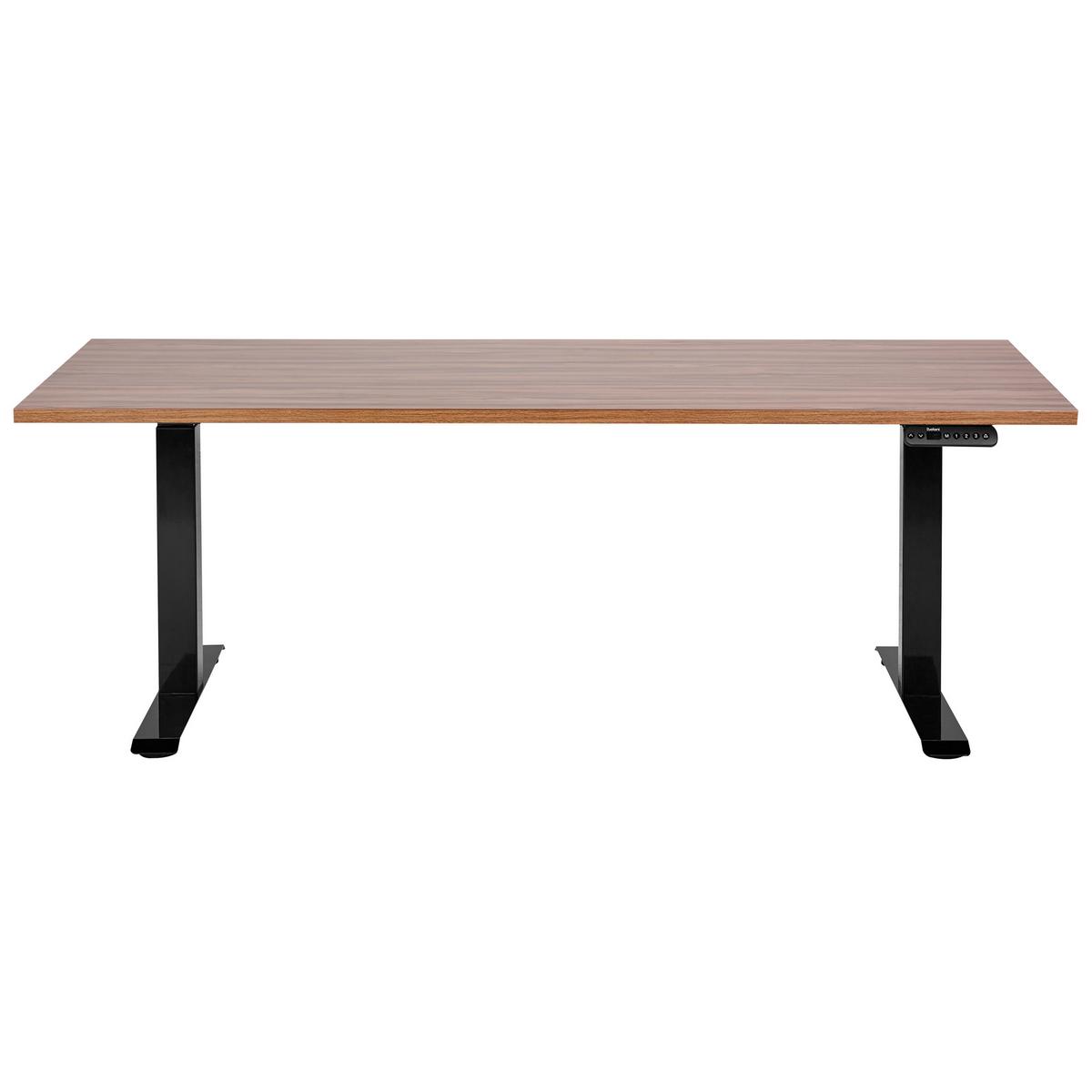 SCHREIBTISCH braunschwarz 180/80 cm elektrisch höhenverstellbar Destin III - Dunkelbraun/Schwarz, Holz (80/180/63cm) - Beliani