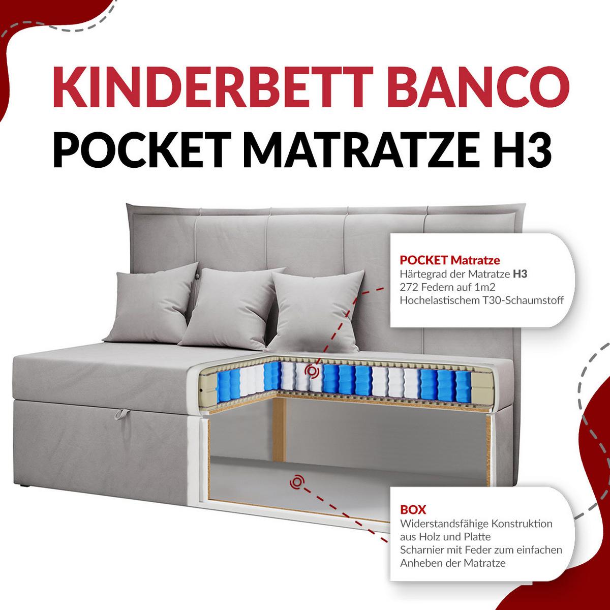 BOXBETT BANCO 90/200 Gelb Struktur - H3 - Gelb, Holz/Textil (90/200cm) - MKS