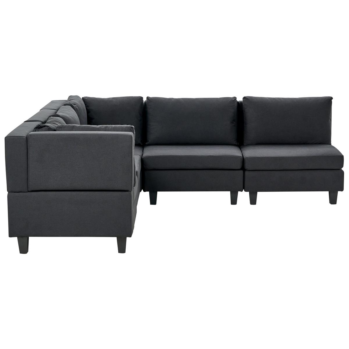 ECKFSOFA Modul 5-Sitzer rechtsseitig Schwarz Stoff Unstad - Schwarz, Textil (228/228cm) - Beliani