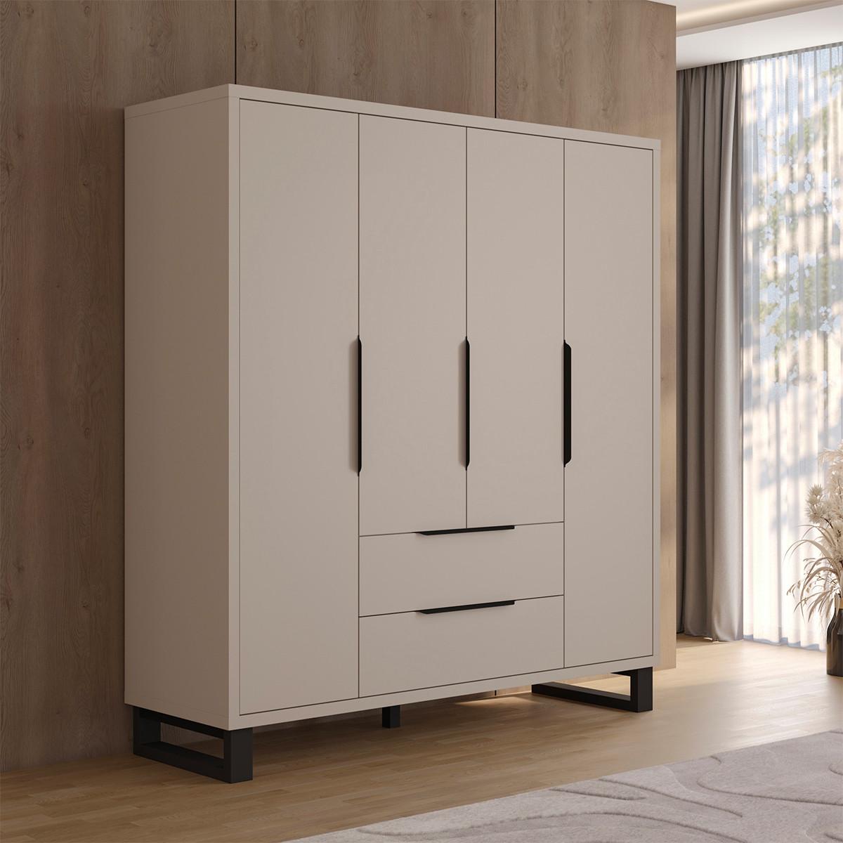 KLEIDERSCHRANK 4 Türen Eden Kaschmir - Kaschmir, Holzwerkstoff (190.7/210.3/60cm) - Petits-meubles