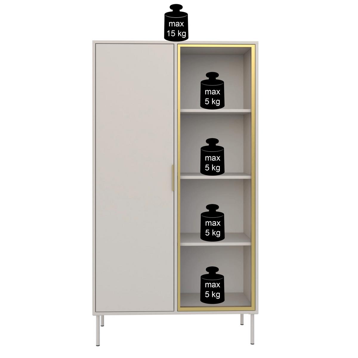 VITRINE Vena Schwarz 90 cm - Goldfarben/Schwarz, Holzwerkstoff/Kunststoff (90/160.2/40cm) - Selsey