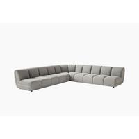 MODULSOFA LAYLA Taupe Velvet - Taupe/Schwarz, Buchenholz/Textil (305/305cm) - KAWOLA