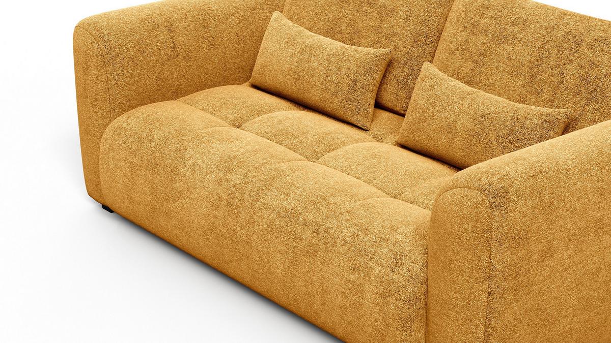 SOFA SORENO 3-Sitzer, gelb - Gelb/Schwarz, Holz/Textil (214/94/114cm) - Wozimo
