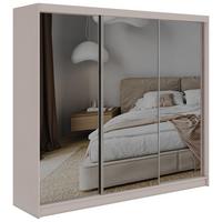 SCHWEBETÜRENSCHRANK mit Schubladen 240 - DUBROWNIK - Kaschmir mit Spiegel - Kaschmir/Alufarben, Holzwerkstoff/Metall (240/216/61cm) - MKS