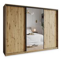 SCHWEBETÜRENSCHRANK TAVI 270/205/60 cm 3-türig mit Spiegel Eiche Artisan - Eiche Artisan, Holzwerkstoff (270/205/60cm) - MASSENO