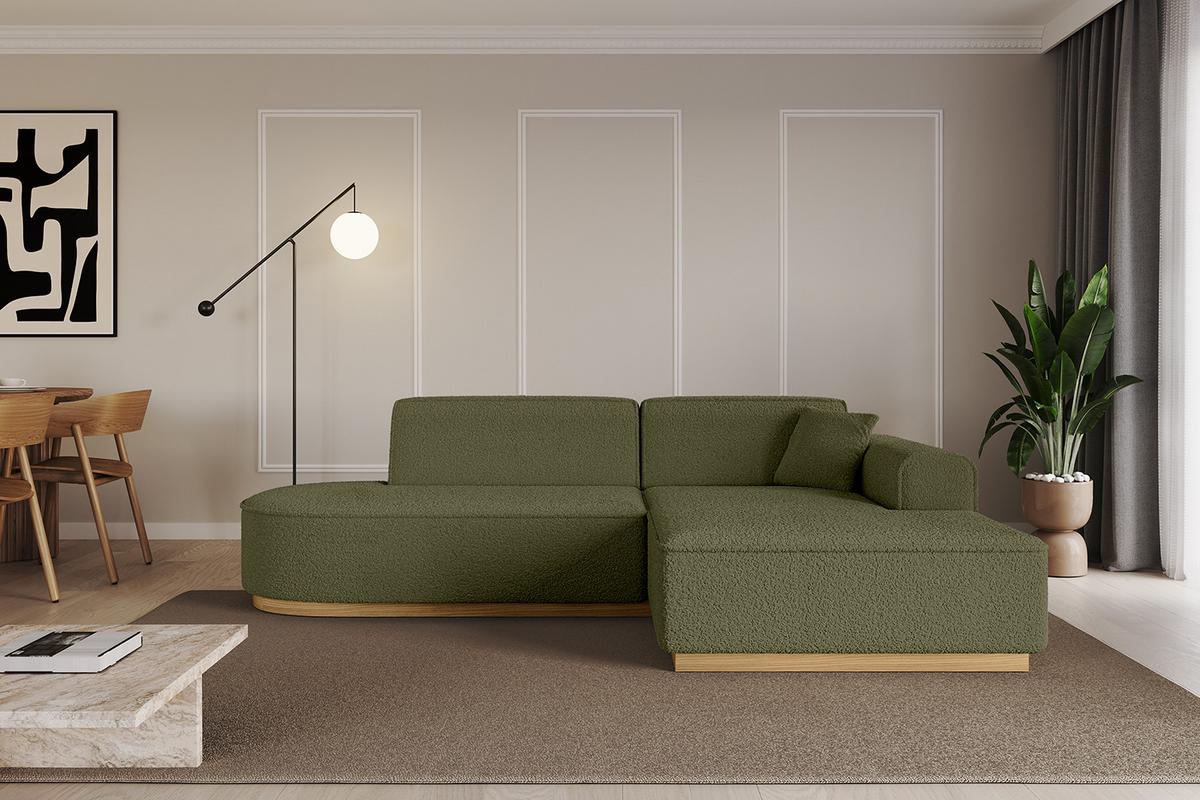 ECKSOFA Ottomane Rechts IREA-L1-v2 - 232x165x80 cm Grün - Platinfarben, Holzwerkstoff/Textil (232/165cm) - ALTDECOR