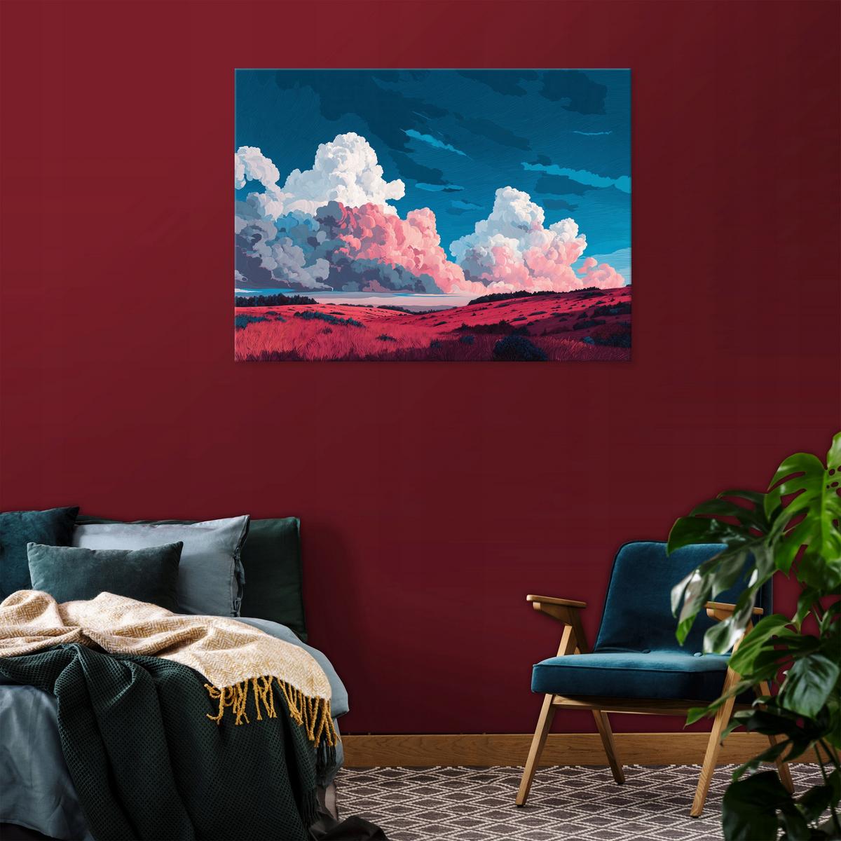LEINWANDBILD Gebirge Aquarell Rosa 60x40 cm - Multicolor, Holzwerkstoff (60/40cm) - Wallarena