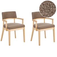 ESSZIMMERSTUHL 2er-Set Bouclé Hellbraun/Taupe Dalbo - Hellbraun, Textil (59/82/56cm) - Beliani